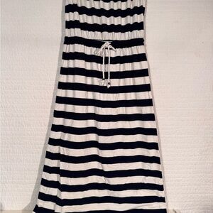 Gap Nautical Striped Maxi Dress with Rope Tie - Navy Blue & White